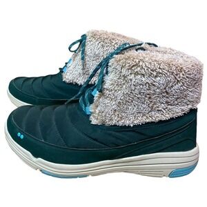 Ryka Women’s Size 12 Forrest Green/Aqua ‘Addison’ Quilted Fur Lined Ankle Boots